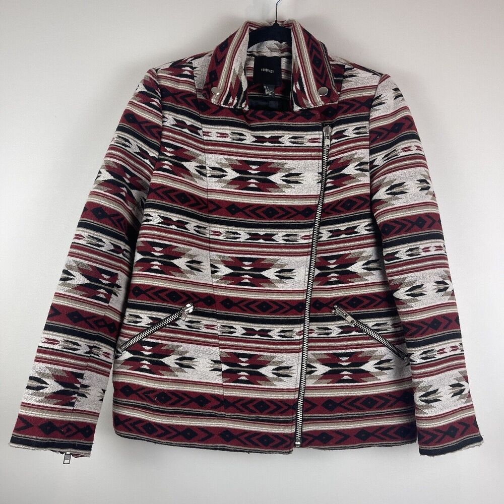 Aztec Jacket Forever 21 Women Small Southwest Full Zip‎ Woven Wool Blend Tribal
